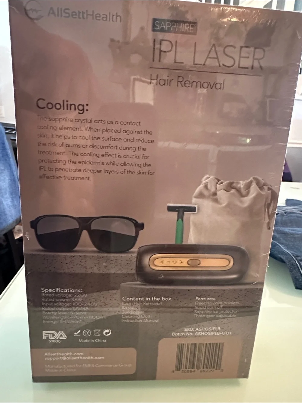 Sapphire IPL Laser Hair Removal - Black and Gold